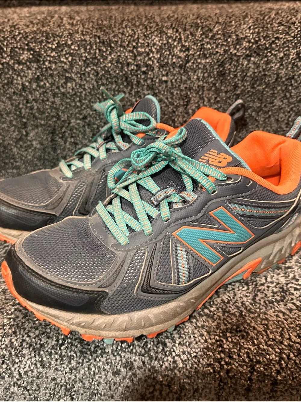 New Balance Navy Athletic Sneakers with Teal and Orange Accents
